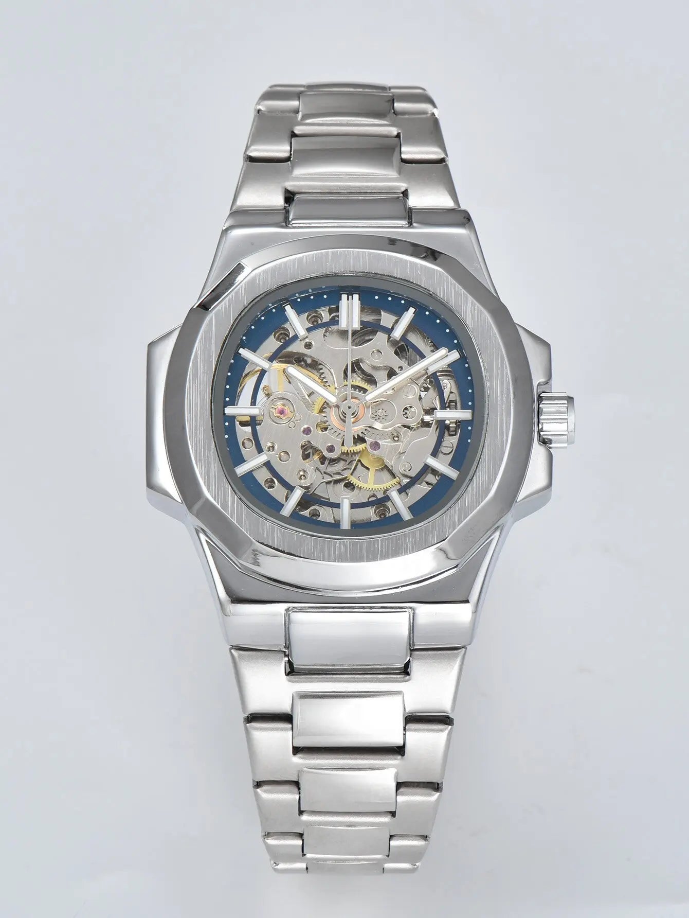 LONGLUX HOT SALE automatic mechanical men watch wholesale no logo waterproof skeleton business stainless steel gift watch