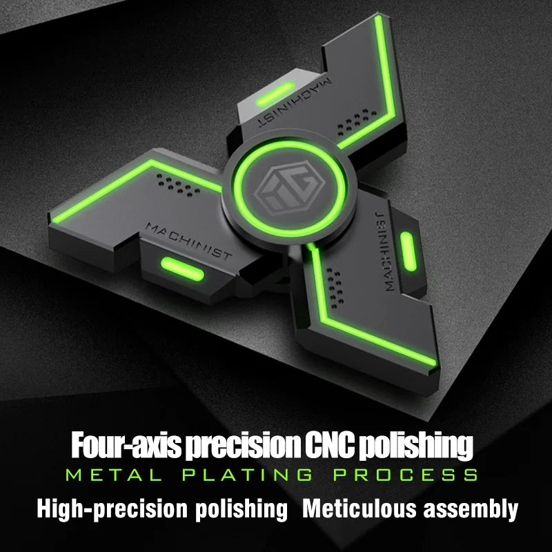 New Technology Smart Black Technology Fidget Spinner Metal Alloy Gyro Luminous Hand Stress Relief Toy Boy Adults Birtday Gifts