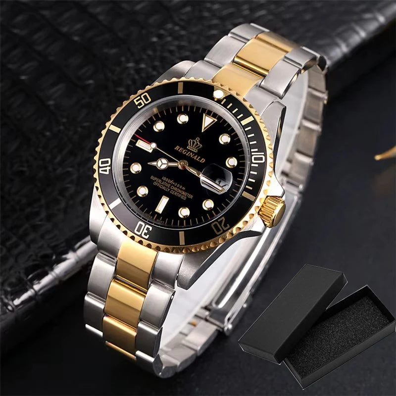 Fashion Man Watch 2022 Top Brand Reginald Men Sports Watches Rotatable Bezel Gmt Sapphire Glass Date Full Stainless Steel Gifts