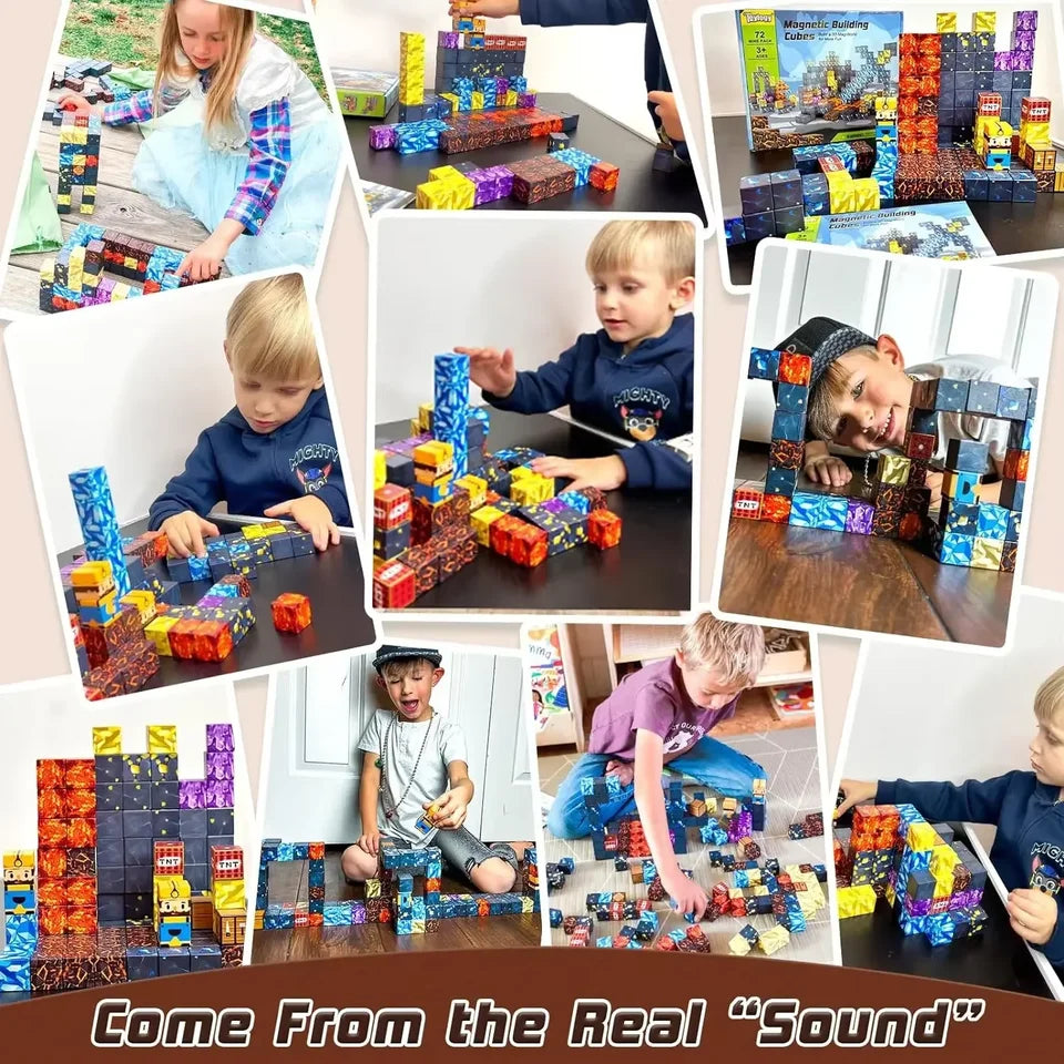 400P Upgrades Magnetic Building Blocks Toy Build Mine Magnet World Set for Boys Girls STEM Montessori Sensory Cubes for Toddlers