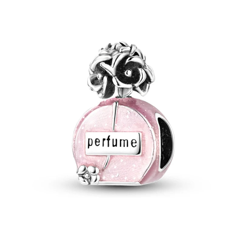 100% S925 Silver Butterfly Daisy Rose Crown Perfume Charms Beads Fit Pandk Original Bracelets DIY Fine Women Jewelry Making Gift