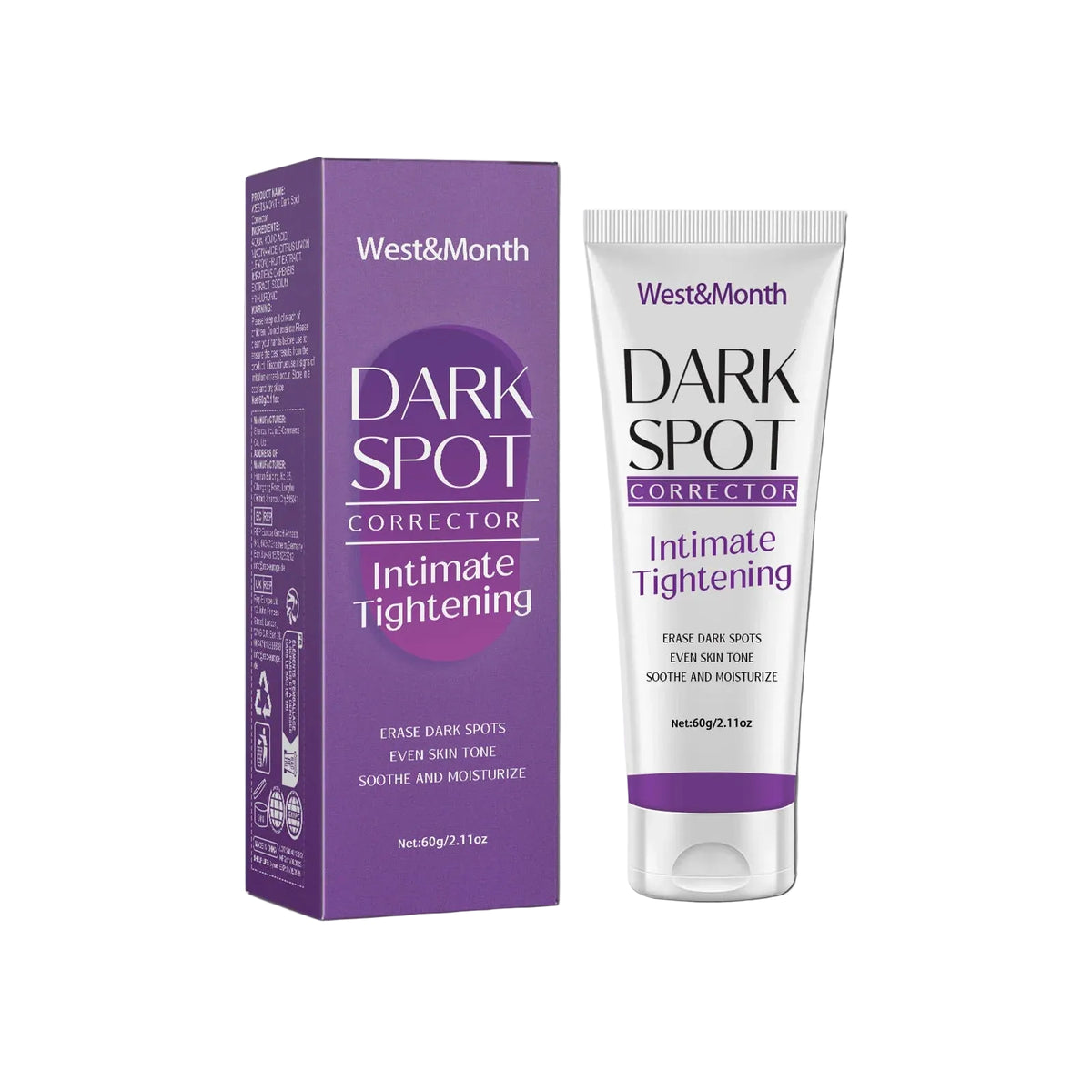 West&Month Dark Spot Corrector Intimate Tightening cream and packaging