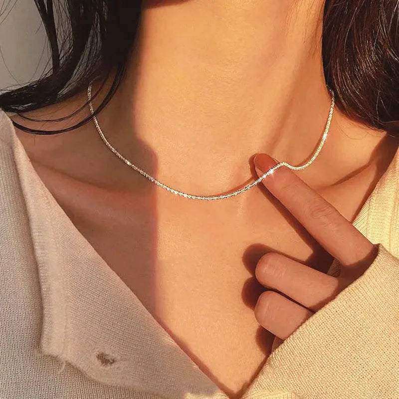 Sweet Kpop Colored Zircon Square Rhinestone Pendant Necklace For Women Y2K Korean Fashion Hoop Metal Choker Collar Jewelry Gift