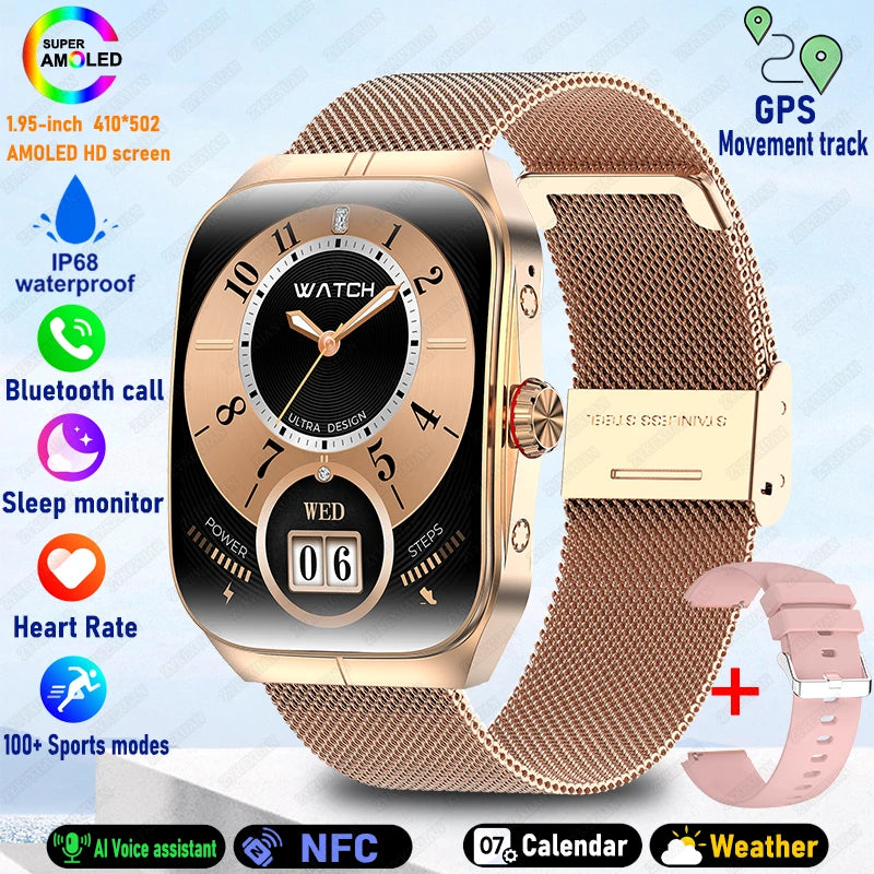 2025 New For OPPO Men Smart Watch Bluetooth Call Sports Watch Heart Rate NFC Waterproof Sports Women Smart Watch For Android iOS