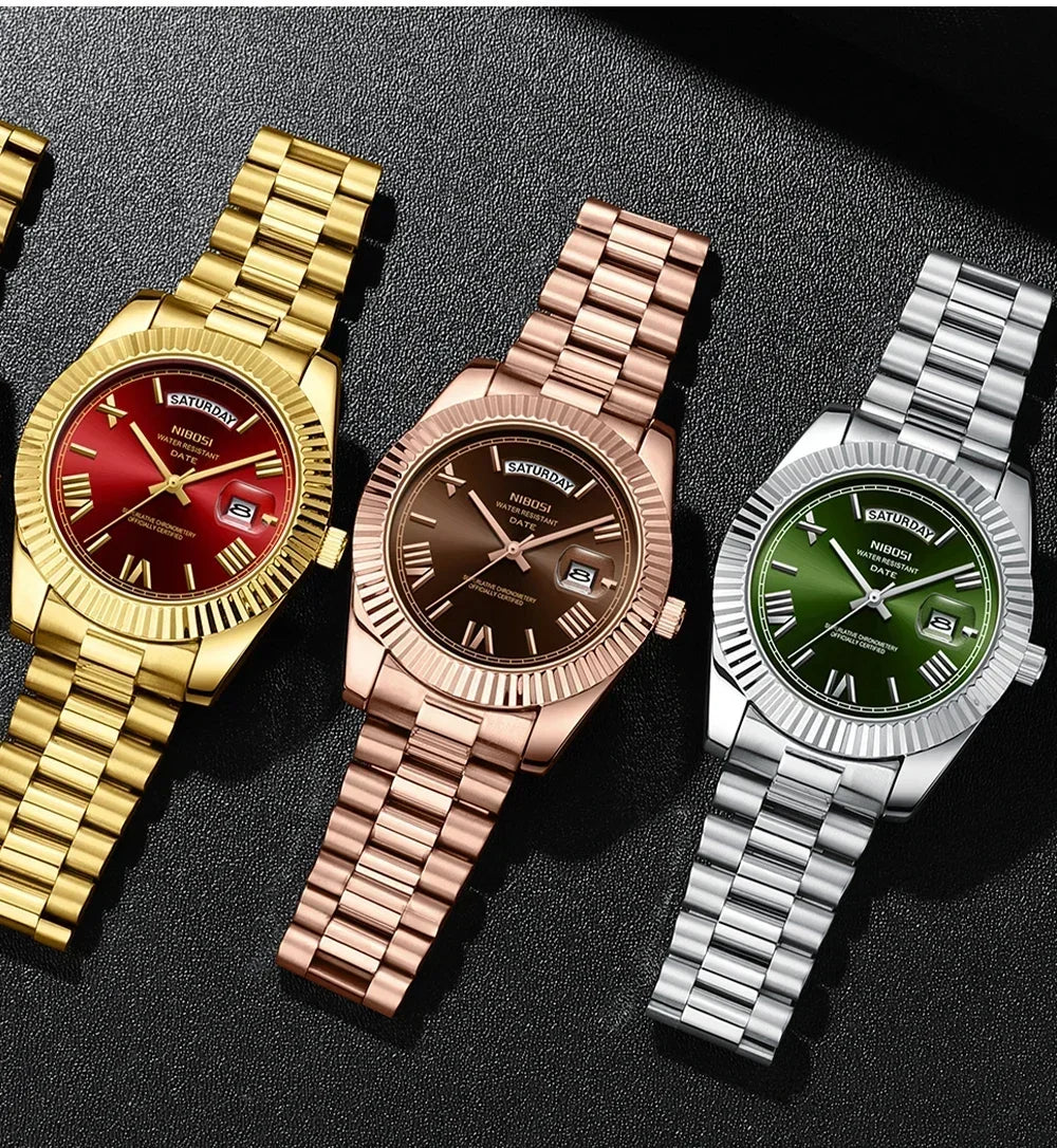 NIBOSI Luxury Men Quartz Watch Waterproof Date Luminous Wristwatch Sports Stainless Steel Men's Watches Male Clock Reloj Hombre