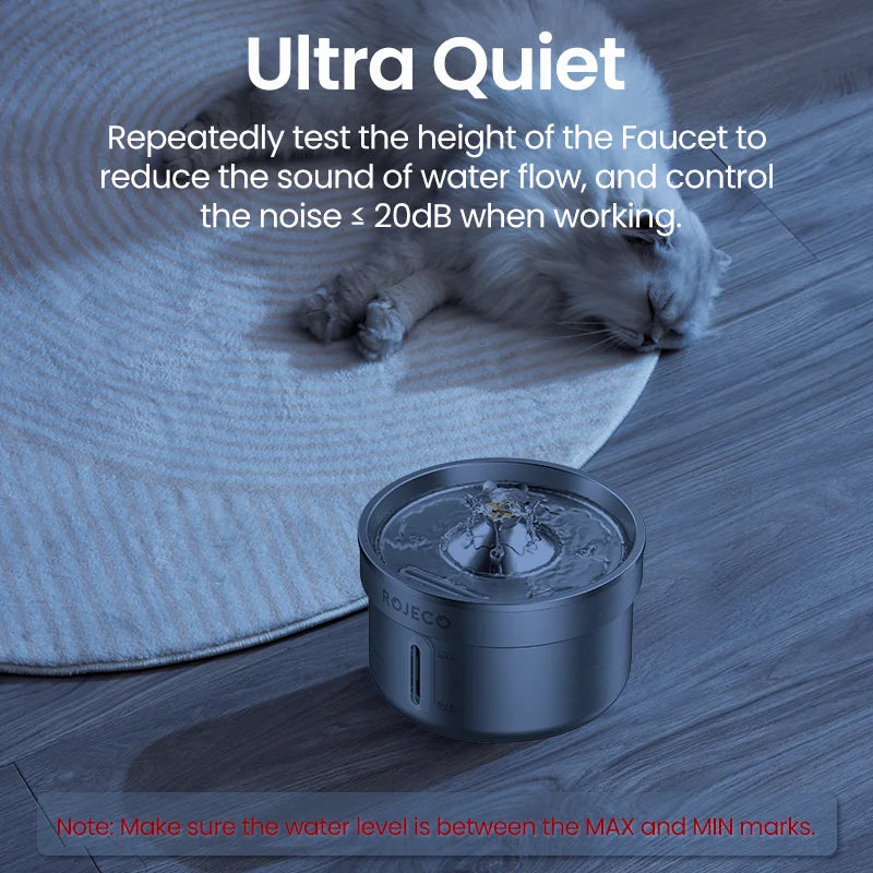 ROJECO Stainless Steel Pet Drinking Fountain Auto Cat Water Fountain Smart Pet Water Dispenser with Pump for Dog Cat Drink Bowl