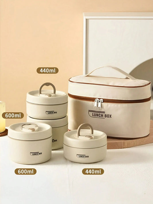 Portable Insulated Stainless Steel Lunch Container Set – Stackable Thermal Food Box for Adults & Kids