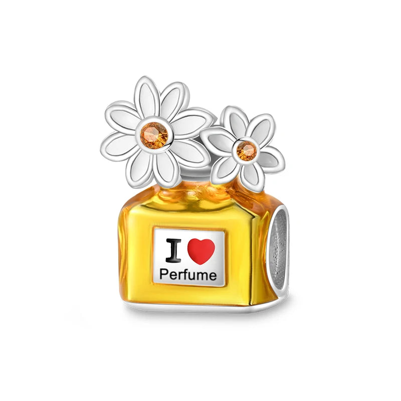 100% S925 Silver Butterfly Daisy Rose Crown Perfume Charms Beads Fit Pandk Original Bracelets DIY Fine Women Jewelry Making Gift