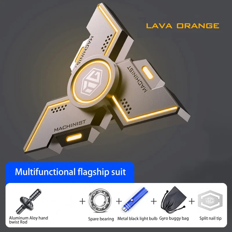 New Technology Smart Black Technology Fidget Spinner Metal Alloy Gyro Luminous Hand Stress Relief Toy Boy Adults Birtday Gifts