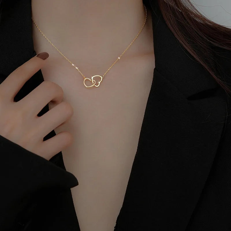 Sweet Kpop Colored Zircon Square Rhinestone Pendant Necklace For Women Y2K Korean Fashion Hoop Metal Choker Collar Jewelry Gift