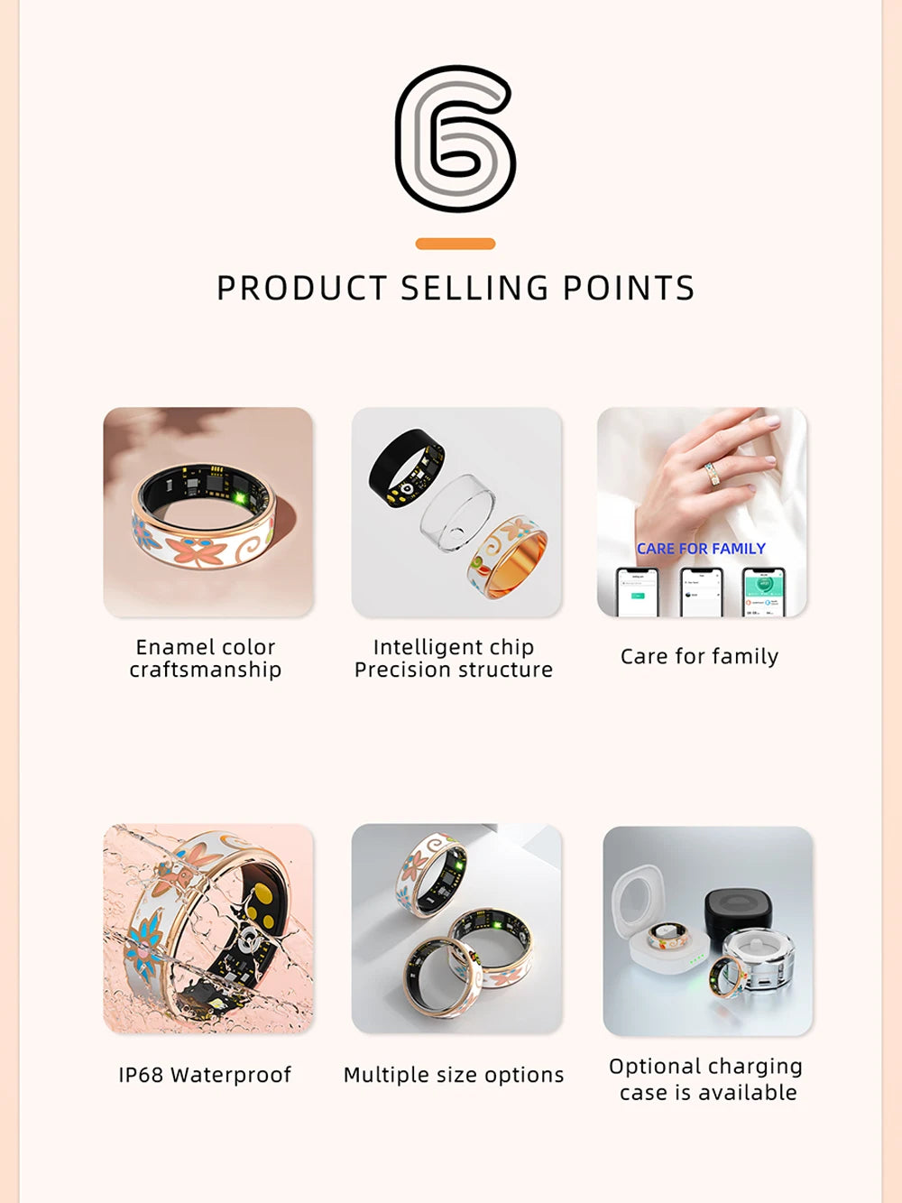 Color Enamels Craftsmanship Smart Ring for Women Sleep Monitoring Blood Oxygen Measurement Blood Pressure Multi-sports Modes