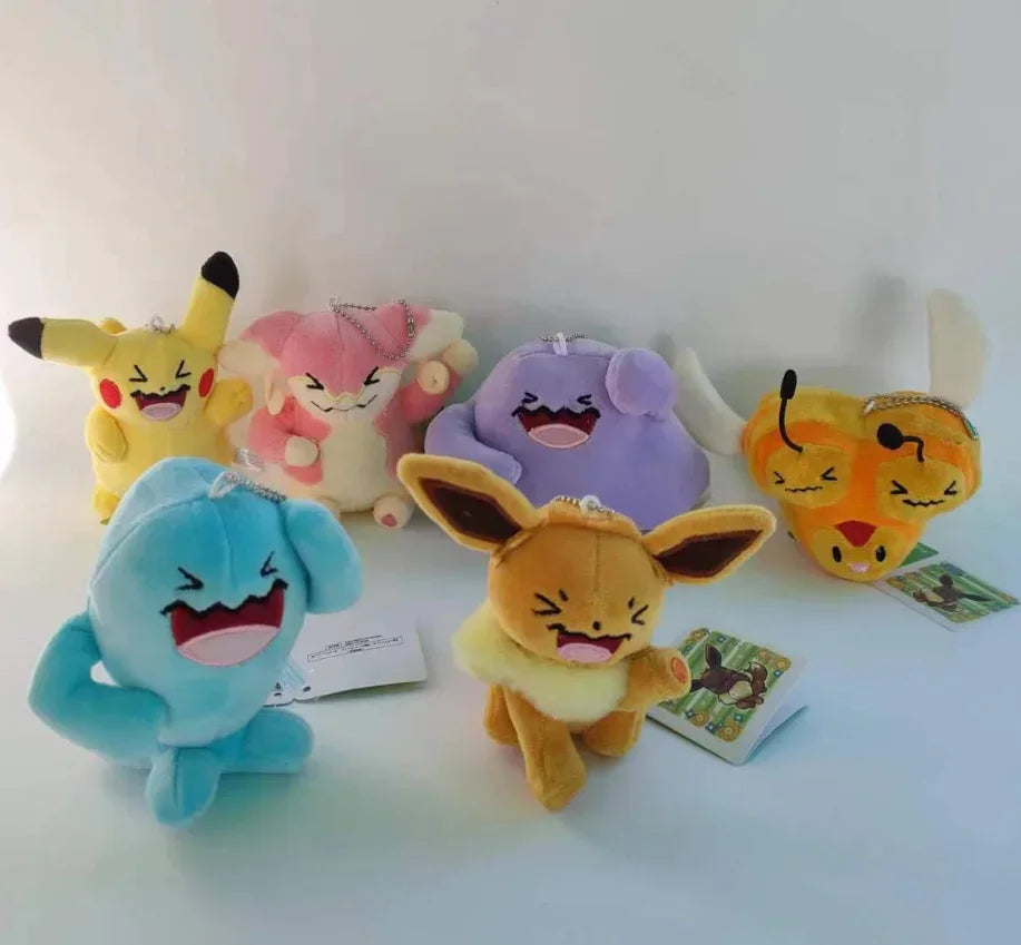 21PCs/set Pokemon Snorlaxs Charmanders Eevees Plush Doll Pendant Stuffed BulbasaurSquirtle Pendant Plush Keychain