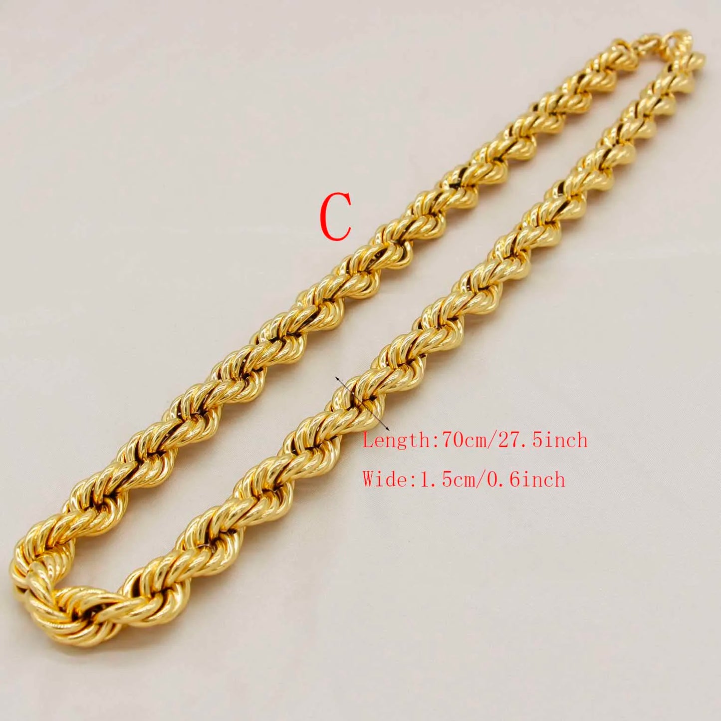 Adixyn Fashion Exaggeration Wide Twisted Singapore Chain for lovers Gold Color/Copper Thin Necklace Jewelry Wedding Party G09141