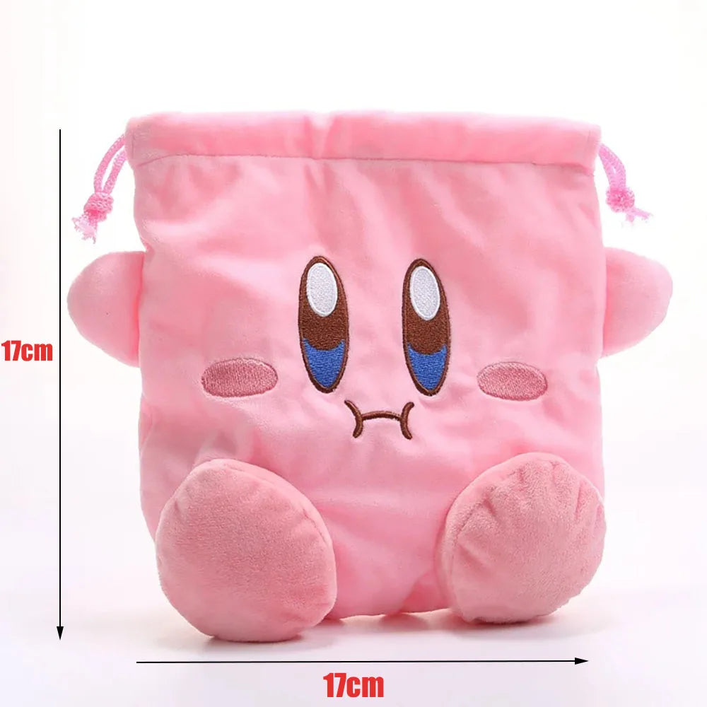 Star Kirby Storage Bag Plush Cosmetic Bag Cute Plush Toy Portable Drawstring Pocket Kawaii Kirby Cartoon Pink Coin Purse Gift
