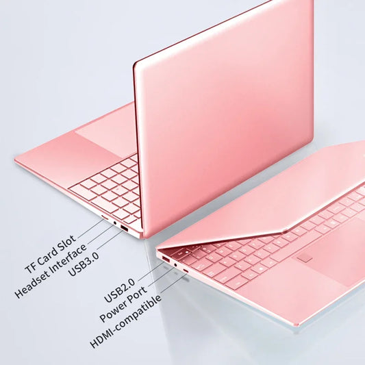 2025 Pink Laptop Windows 11 Office Education Gaming Notebook 15.6“11th Gen Intel Celeron N5095 16G RAM 1T Dual WiFi Narrow Side