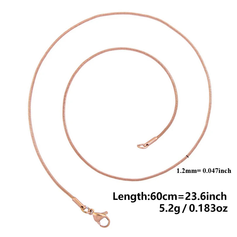 10pcs 1.2mm Round Snake Chains Necklace Jewelry 45/50/60/70cm Length 5 Colors Unisex Stainless Steel Necklace Women Men Jewelry