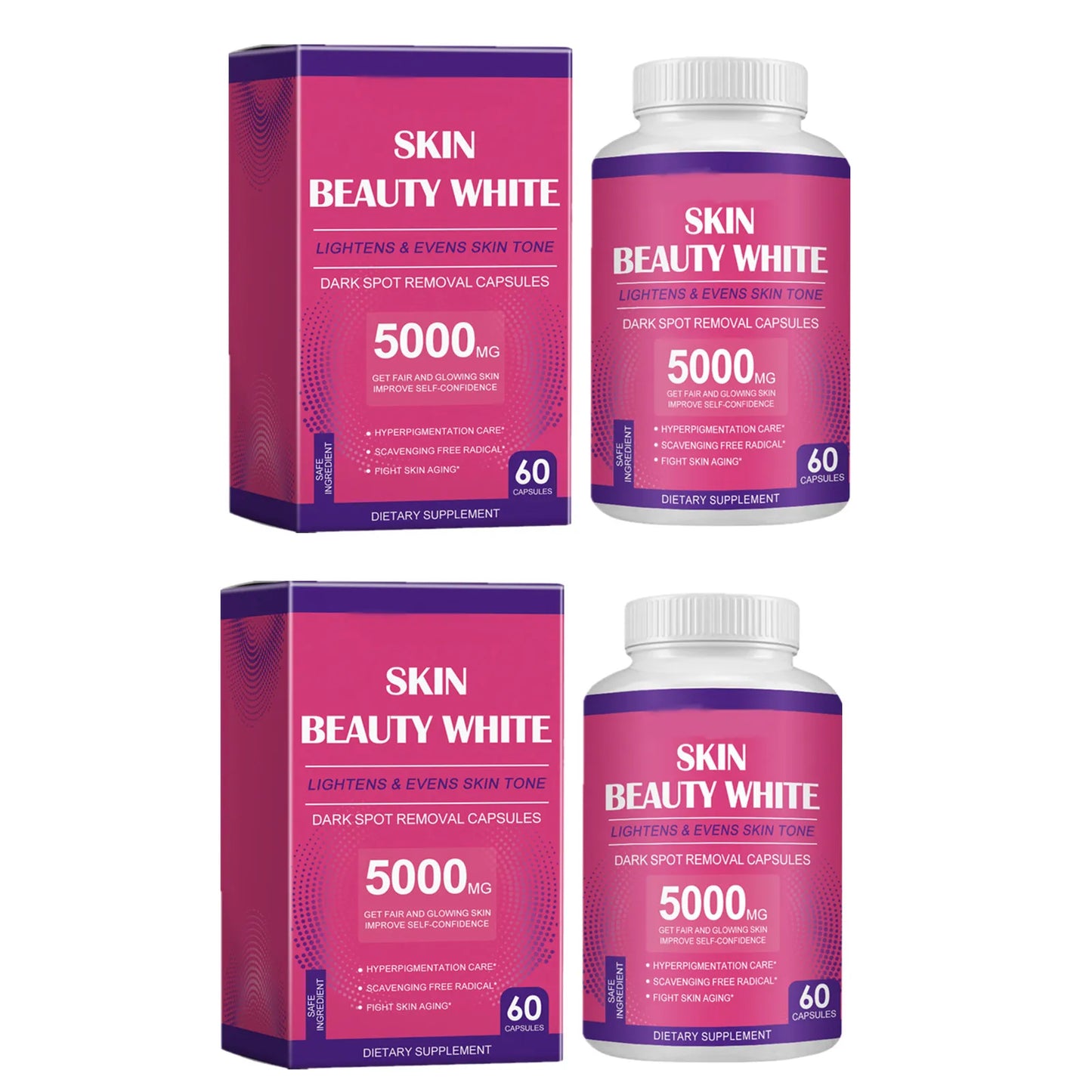 5000mg Glutathione Collagen Antioxidant Brightening Capsules, Remove Spots Wrinkle, Anti-Aging,Skin Care Quick Whitening