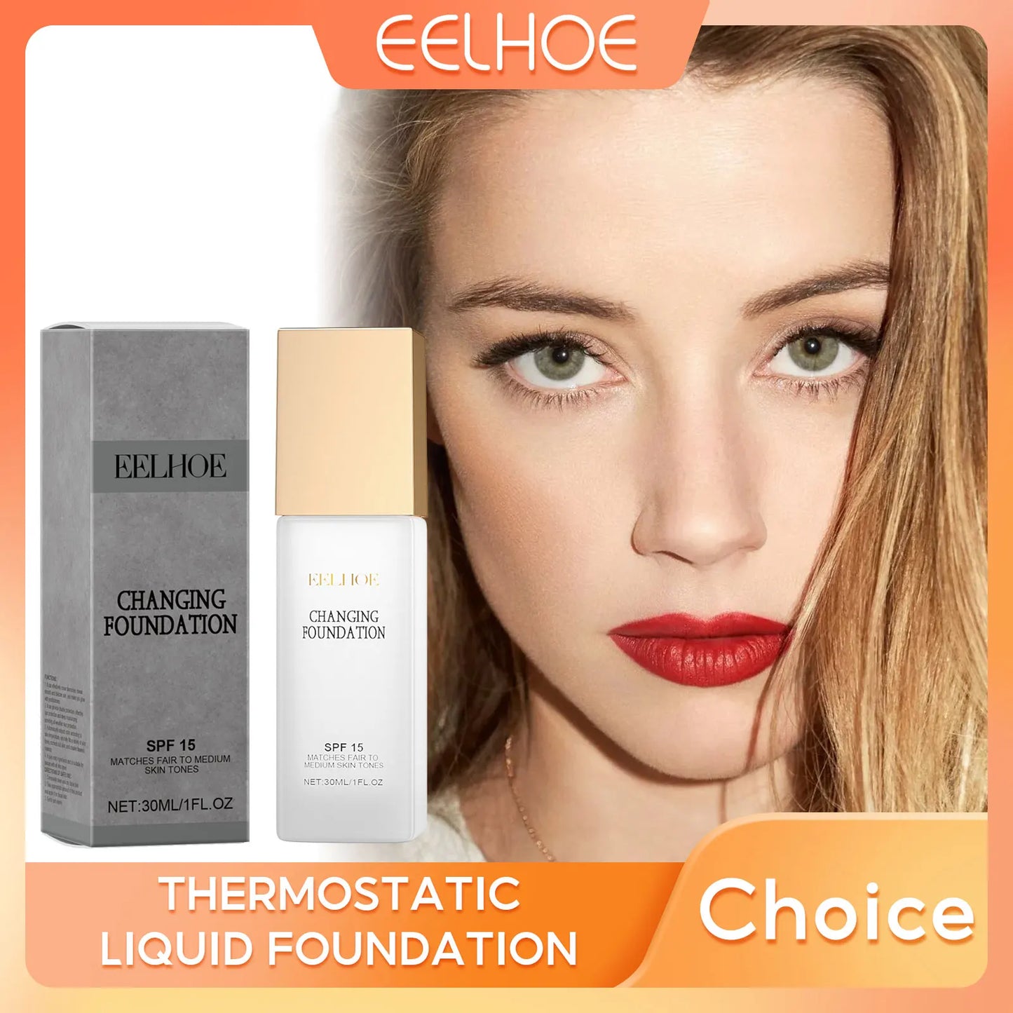 EELHOE Spf 15 Colour Changing Mature Skin Foundation Oil Control Nourishing High Coverage Makeup Cosmetics Covering Foundation