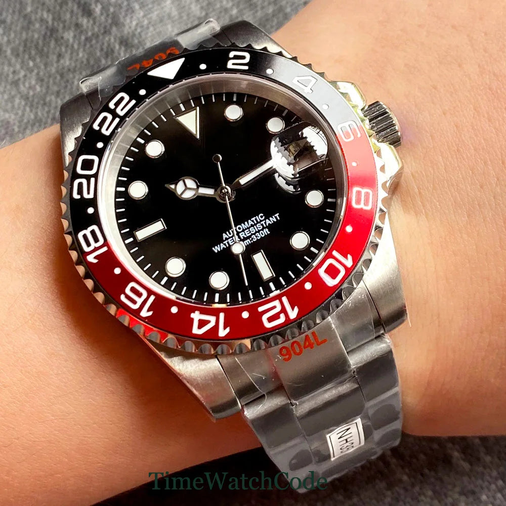 Sterile Men's Watch 40mm Genuine NH35 Automatic Movement 10ATM Water Resist Sapphire Glass Black Dial Date 316L Oyster Bracelet