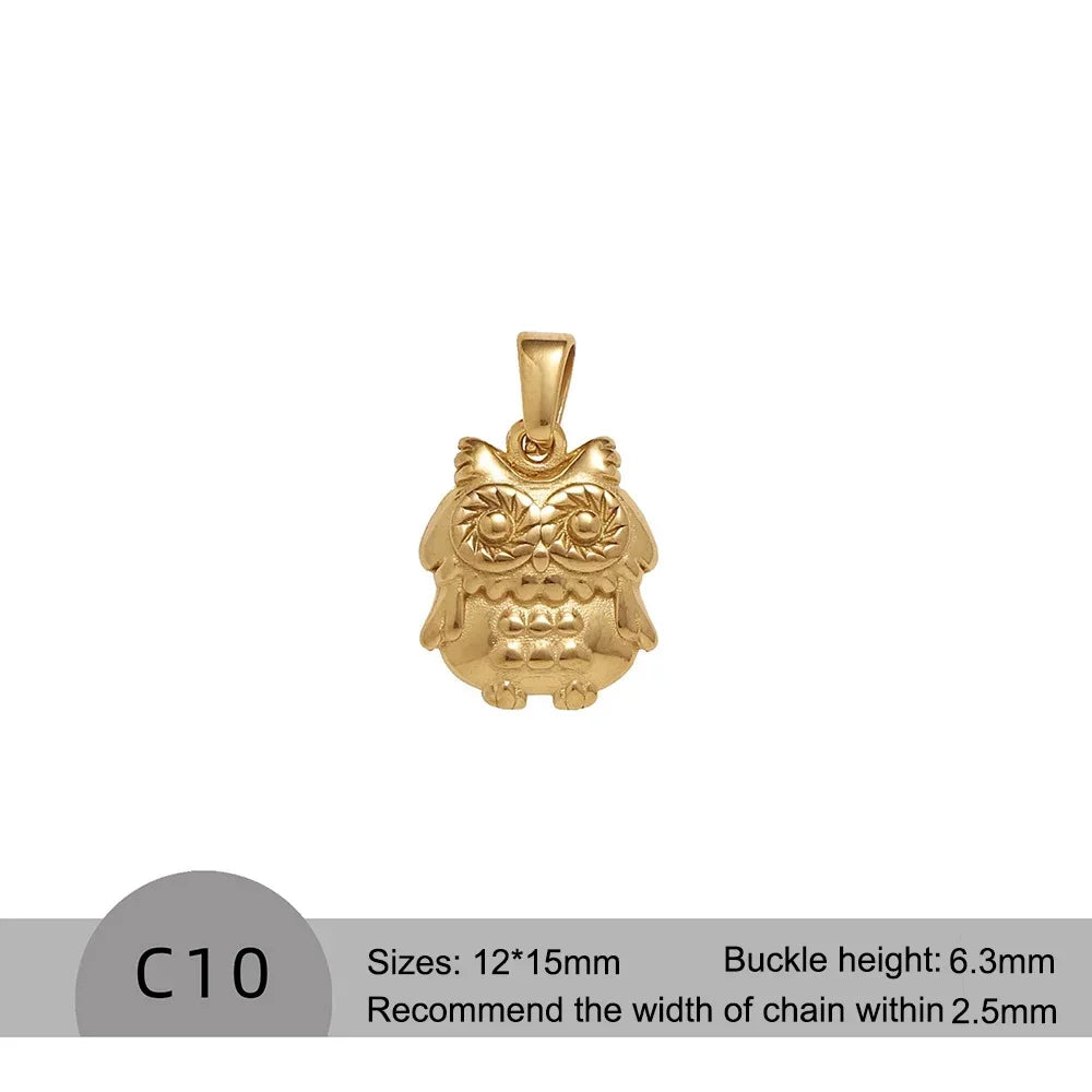 RHYOSNG Vintage Jewelery Stainless Steel 18K PVD Plated Golden Charm Round Portrait Key Moon Only Pendant For Women DIY Necklace