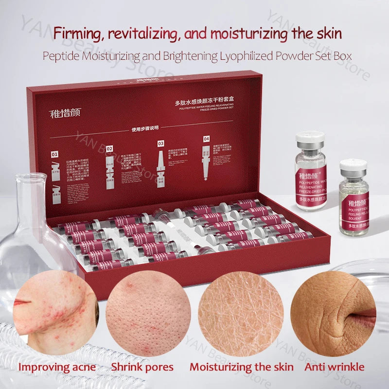 Polypeptide/Hexapeptide/Tripeptide Anti Wrinkle Freeze-dried Powder Set Glossy Skin Radiance Essence Facial Skincare Products