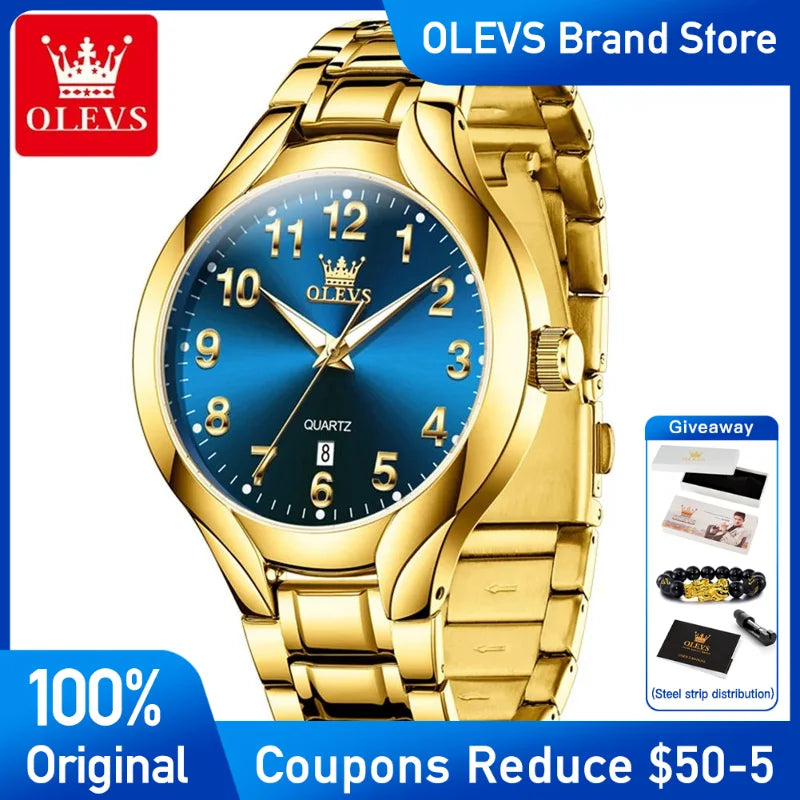 OLEVS 3650 Men Ladies Watch Original Luxury Quartz Watch Waterproof Luminous calendar Stainless Steel Men's brand watches