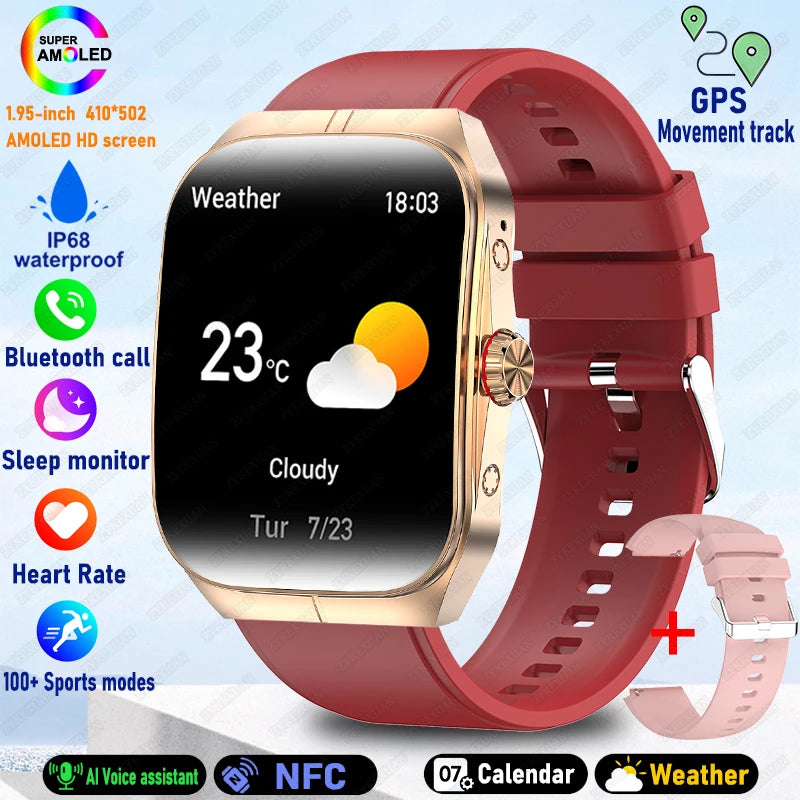 2025 New For OPPO Men Smart Watch Bluetooth Call Sports Watch Heart Rate NFC Waterproof Sports Women Smart Watch For Android iOS
