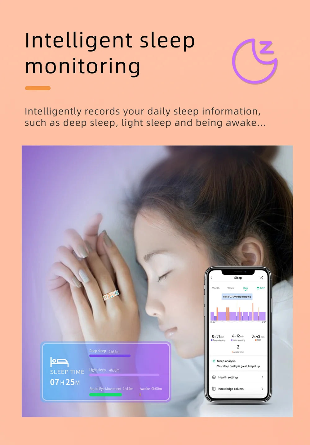 Color Enamels Craftsmanship Smart Ring for Women Sleep Monitoring Blood Oxygen Measurement Blood Pressure Multi-sports Modes