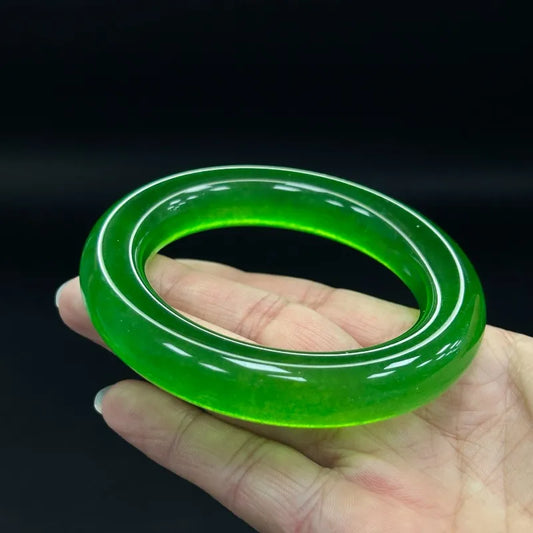 Natural Green Quartzite Jade Bracelet, Classic Simple and Versatile Jade Bracelet