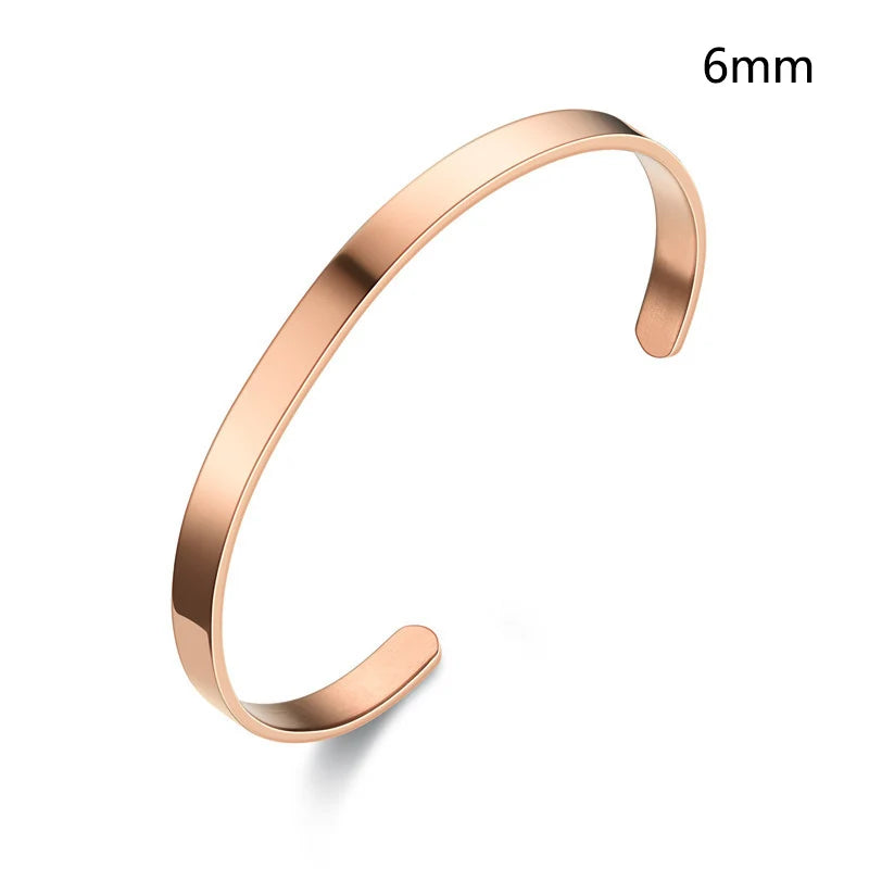 Hot sell 6/8mm Glossy Stainless Steel Personalized Bracelets for Women Lover Double Side Engraved Custom Family Name Cuff Gifts