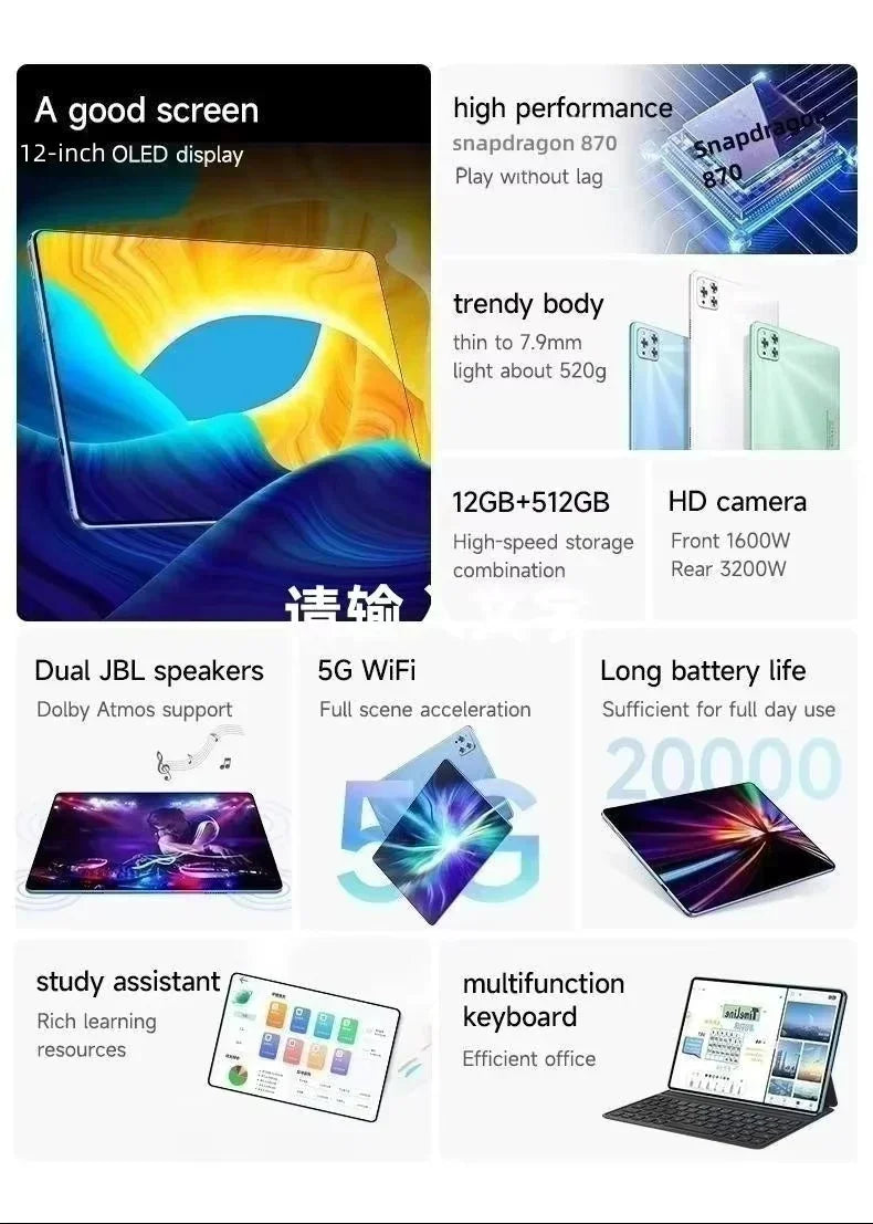 2025 Global Edition Original Pad Air Pro Tablet 20000MAH 11inch Snapdragon 870 Android 13 22GB/2TB Dual SIM GPS 5K 4GWIFI Tablet