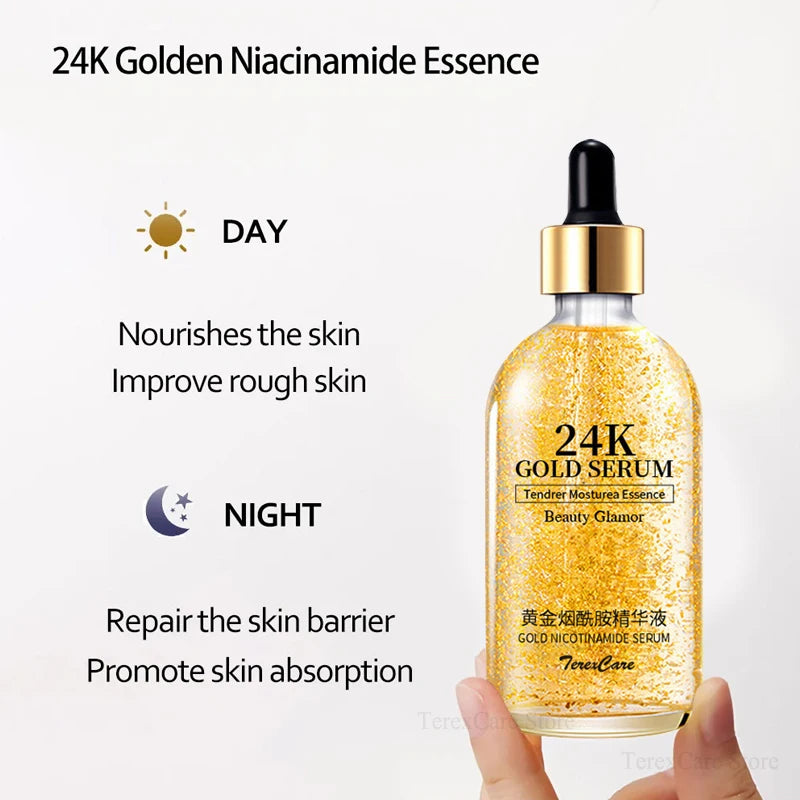 24k Gold Serum Nicotinamide Original Solution Hydrating and Moisturizing Skin Anti-aging Remove Wrinkles Natural Serum 30ml