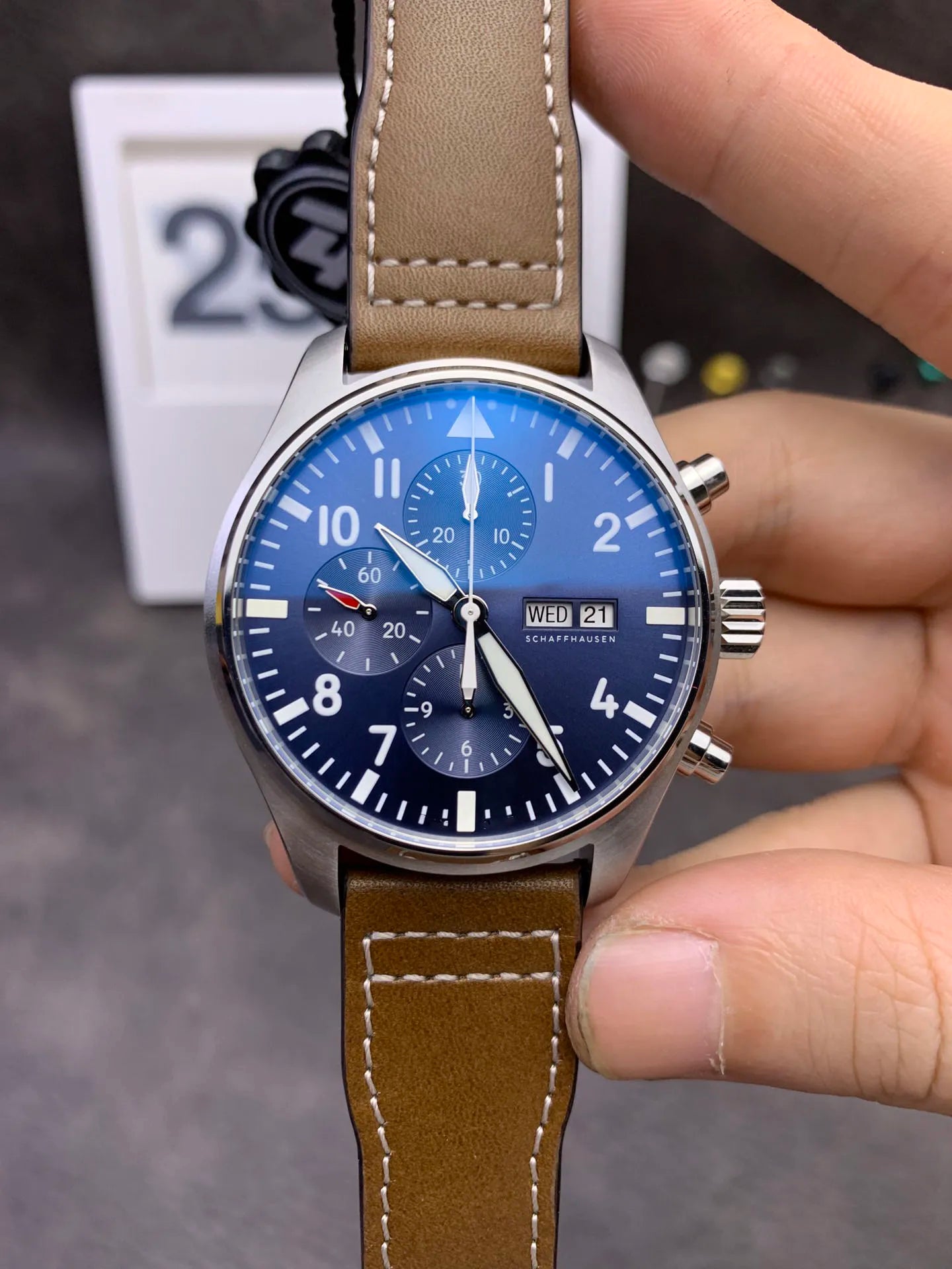 ZF presents OEMG-IW3777 Pilot Luminous and Chronograph with synchronized 7750 movements man's watches