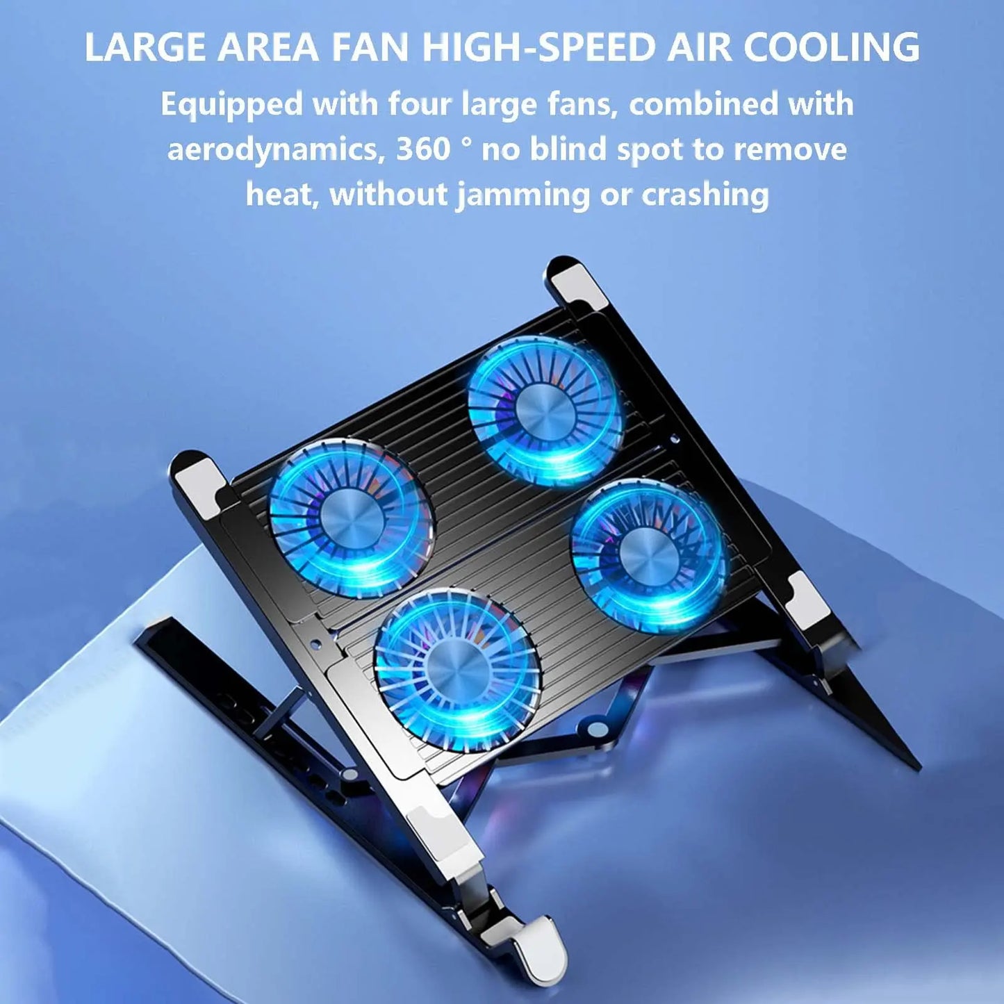 New Foldable Laptop Cooler Base Stand Portable Adjustable Notebook Stand for 13-17.3 Inch Laptop with 2/4 Fans