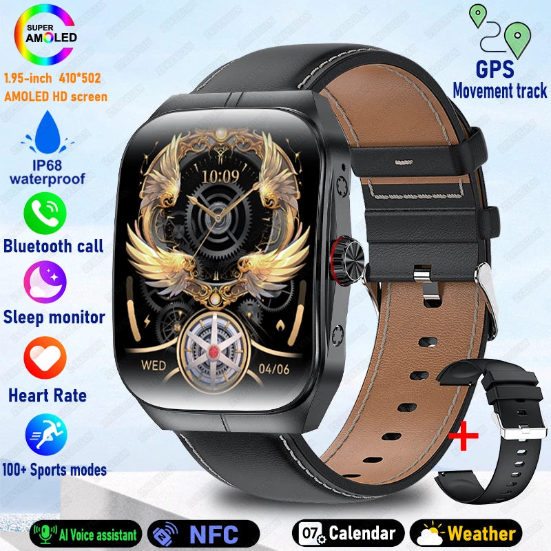 2025 New For OPPO Men Smart Watch Bluetooth Call Sports Watch Heart Rate NFC Waterproof Sports Women Smart Watch For Android iOS