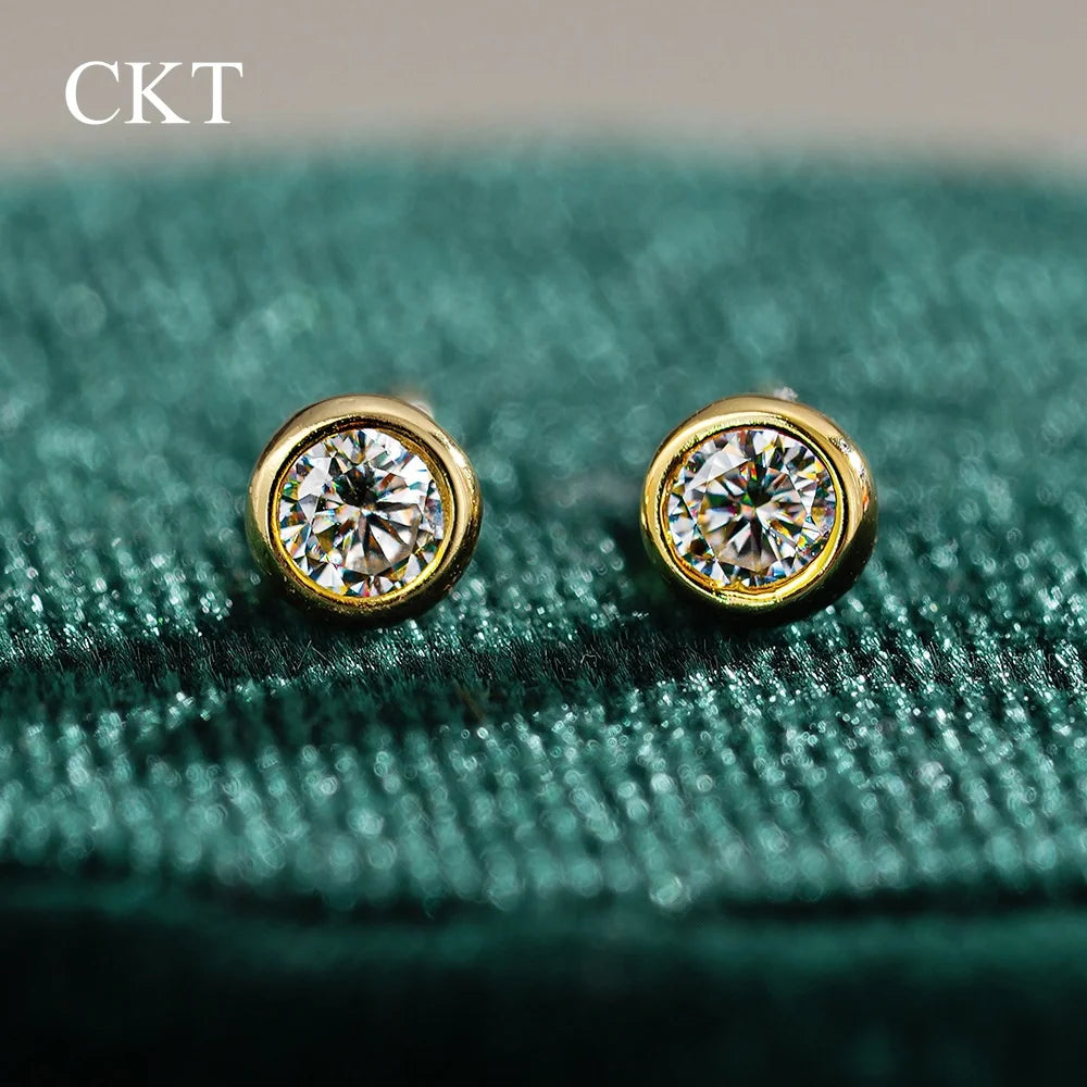 CKT 0.1ct/0.5ct Diamond Stud Earrings for Women's Bubble Earrings 18K Gold Wedding D Color Moissanite Gift Fine Jewelry