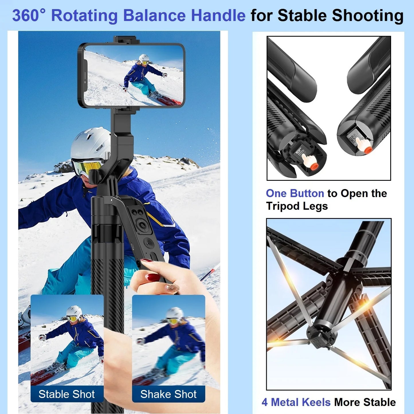 Auto Face Tracking Tripod 360° Rotation, 71" Extendable Phone Tripod Selfie Stick Smart Tracking Phone Holder for iPhone Videos