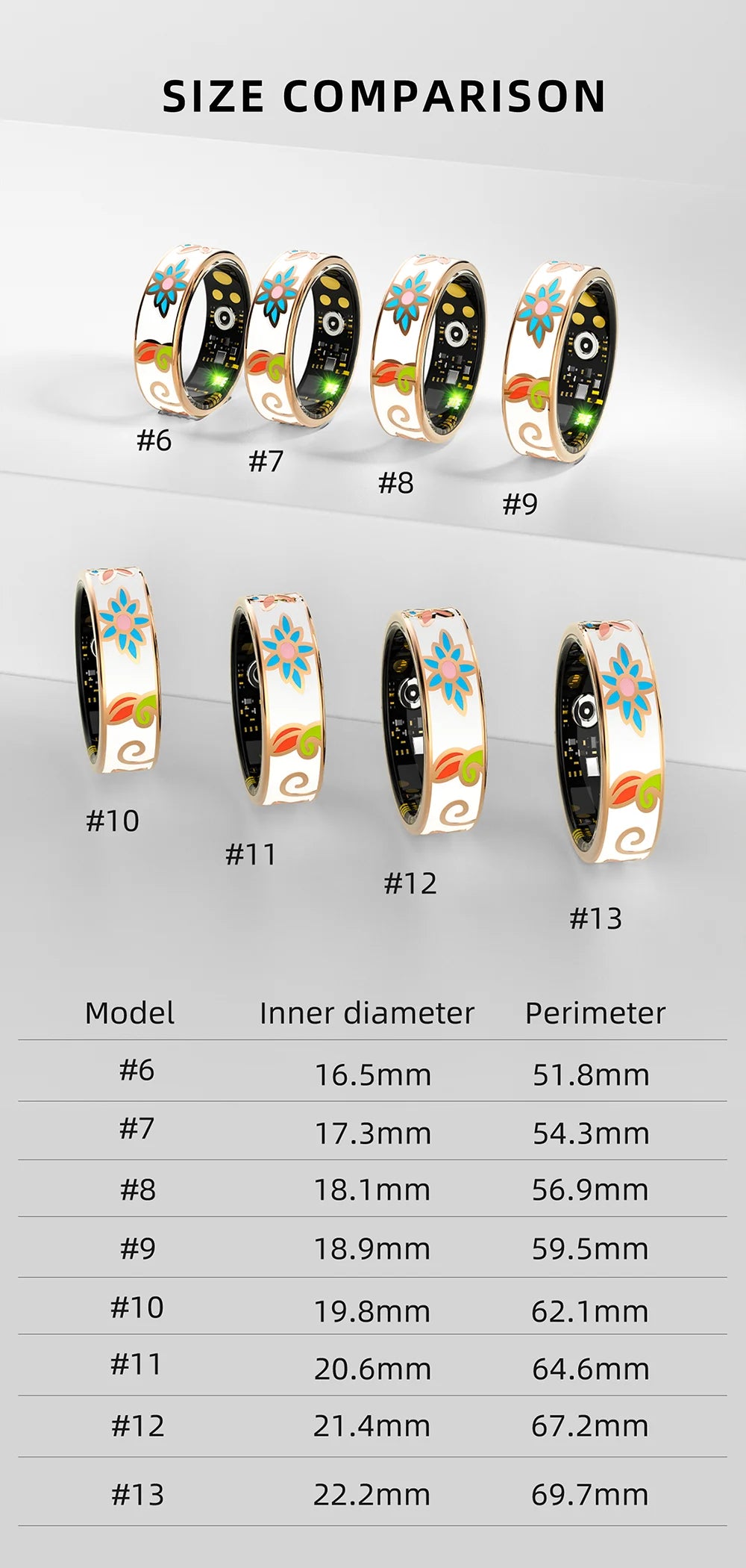 Color Enamels Craftsmanship Smart Ring for Women Sleep Monitoring Blood Oxygen Measurement Blood Pressure Multi-sports Modes