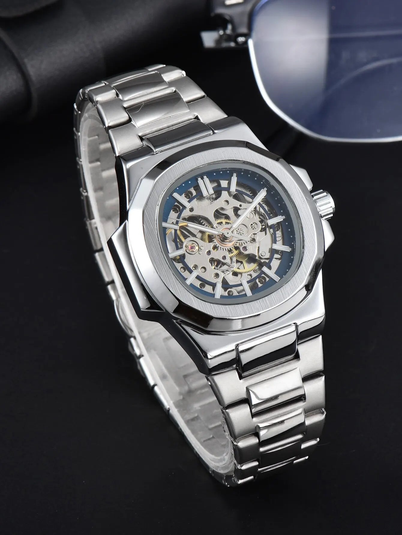 LONGLUX HOT SALE automatic mechanical men watch wholesale no logo waterproof skeleton business stainless steel gift watch