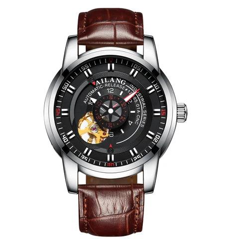 AILANG diesel watch diver man automatic mechanical pilot army gear sport Skeleton steampunk Leather strap Men's watch waterproof