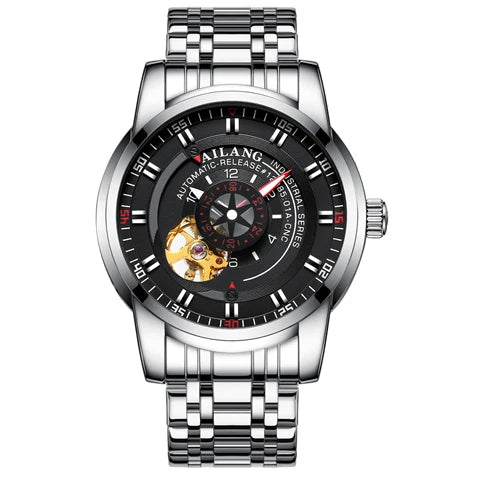 AILANG diesel watch diver man automatic mechanical pilot army gear sport Skeleton steampunk Leather strap Men's watch waterproof