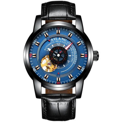 AILANG diesel watch diver man automatic mechanical pilot army gear sport Skeleton steampunk Leather strap Men's watch waterproof