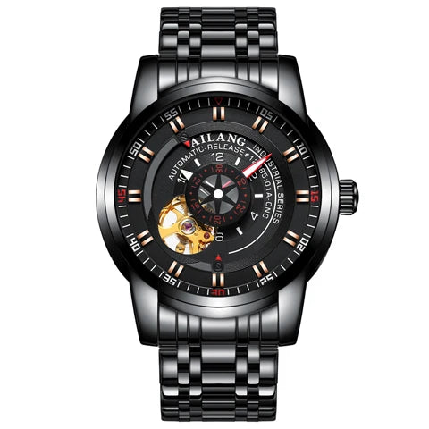 AILANG diesel watch diver man automatic mechanical pilot army gear sport Skeleton steampunk Leather strap Men's watch waterproof