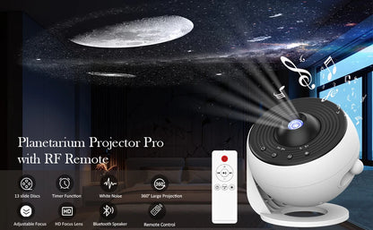 13-in-1 Star Projector Pro 360° Rotating HD Galaxy Projector Pro, with Remote Control White Noise Function,  Bluetooth Speaker