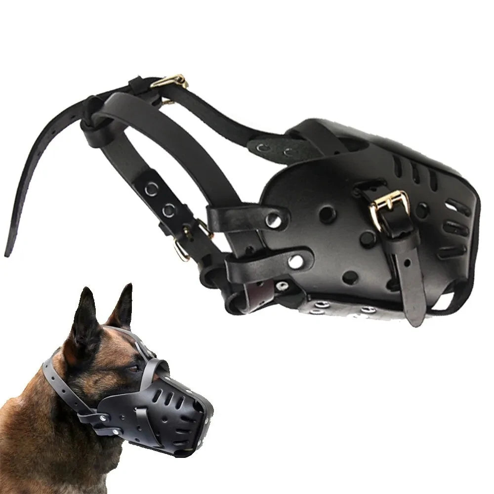 Leather Pet Dog Basket Muzzles German Shepherd Doberman Anti Bite Dog Mouth Cage Dog Training Defense Masks for Small/Large Dogs