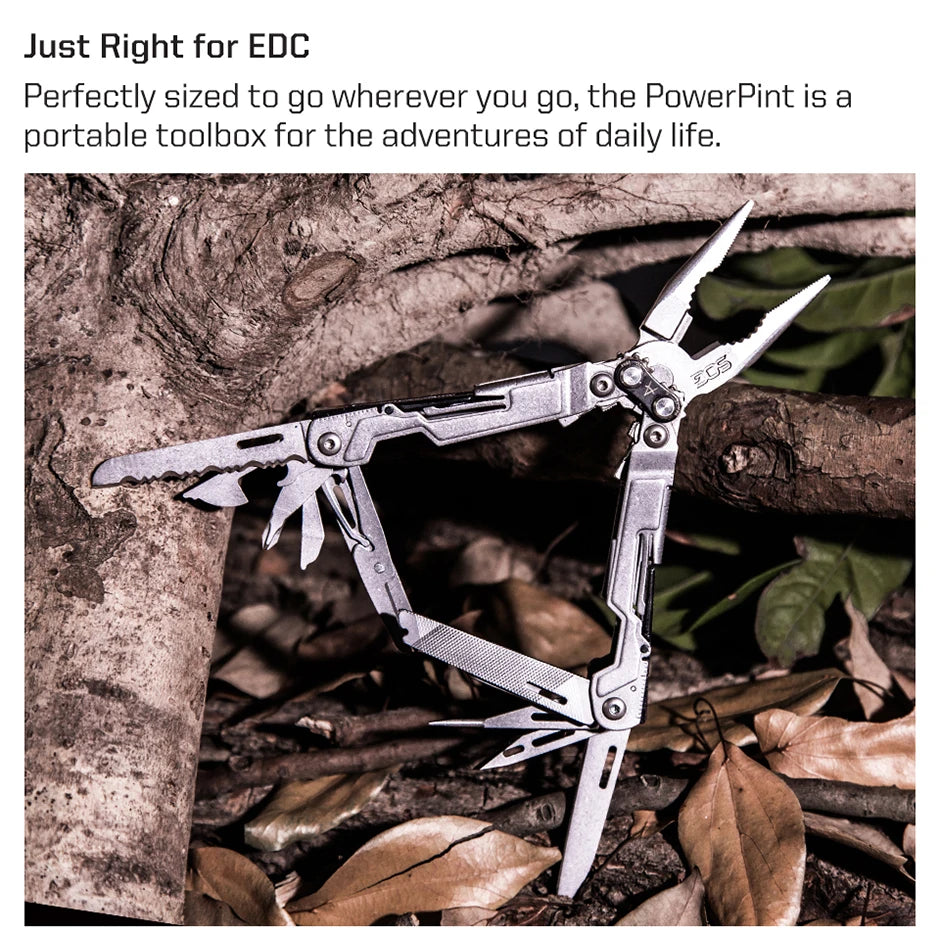 SOG PowerPint 18-in-1 Tactical Multi-Tool with Folding Pliers & Knife - Compact EDC Gear for Outdoor Camping, Survival & Hiking