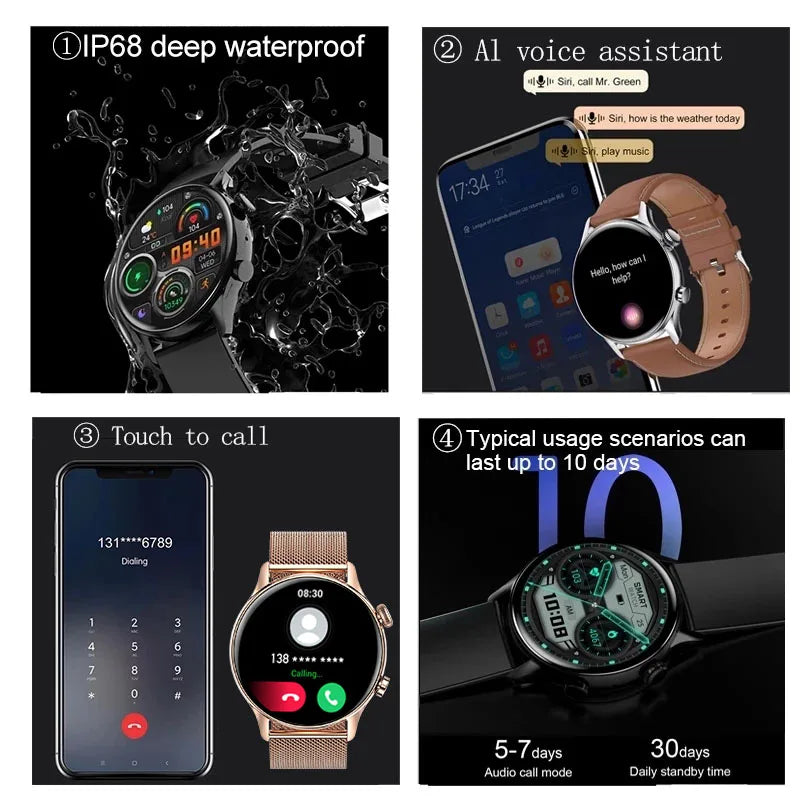 2026 AMOLED HD Smartwatch – GPS, Bluetooth Call, IP68 for Android & iOS