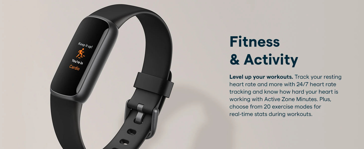 Fitbit Luxe Fitness Tracker AMOLED Screen 24/7 Heart Rate Monitor Sleep SpO2 Stress Tracker Waterproof Smart Bracelet