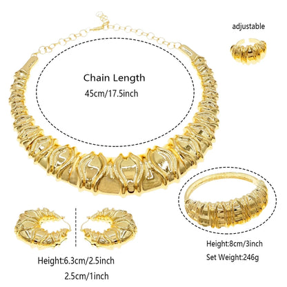 Fashion Dubai Gold Plated Jewelry Set – Italian Style Necklace, Earrings & Ring