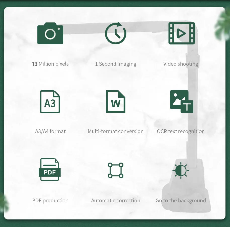 NETUM Book Scanner T101 Autofocus Document Scanner Max A4 A3 Size with Smart OCR Led Table Desk Lamp for Family Home Office